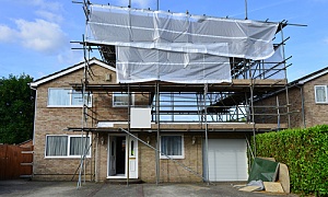 a home going through a roof extension project