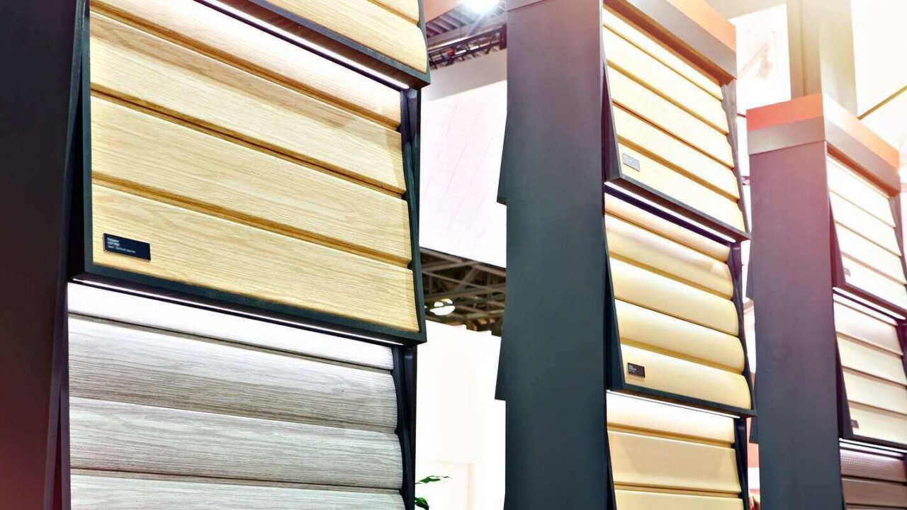 vinyl construction siding on display in store